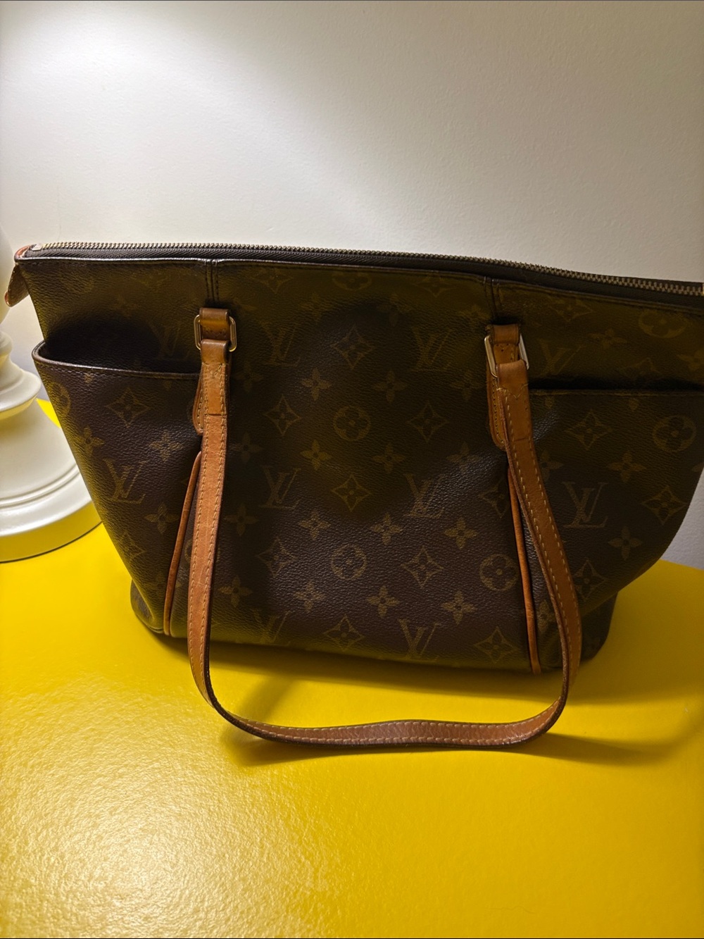 Louis Vuitton Brown Monogram Tote with Tan Straps